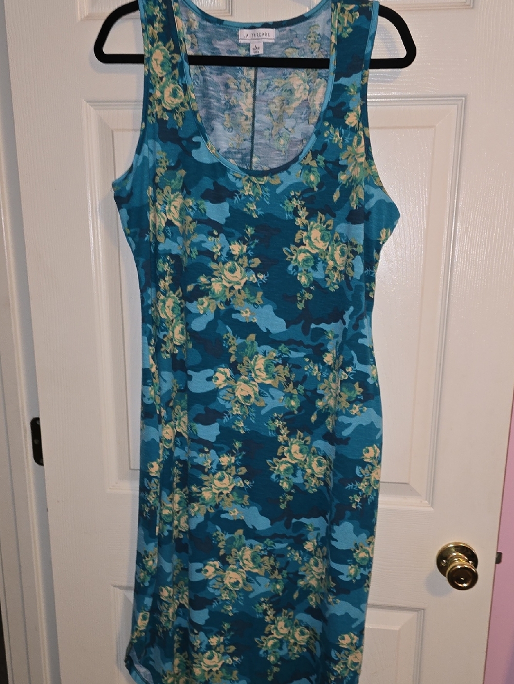 Sleeveless‎ Teal Floral-Print Midi Dress by LuLaRoe